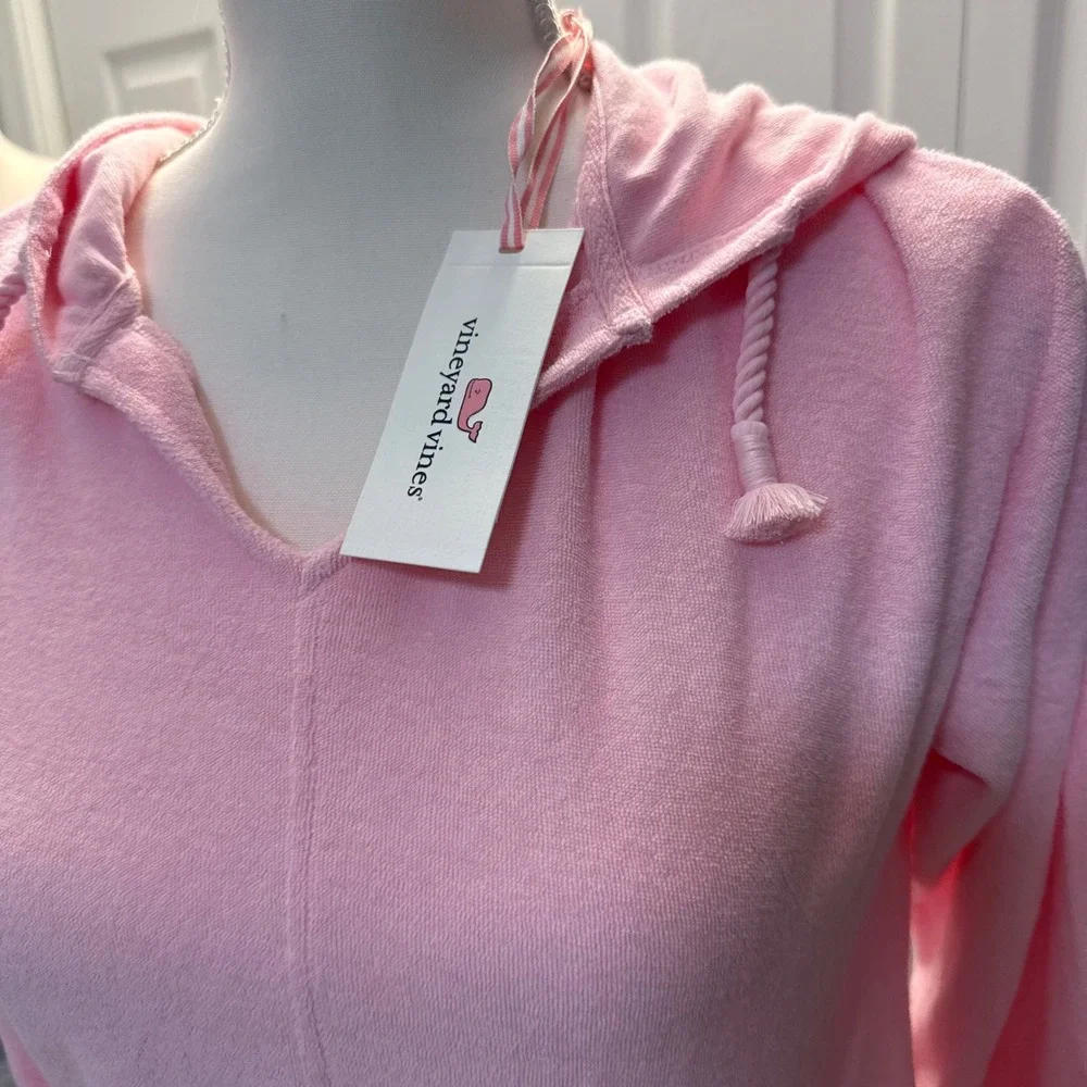 New Vineyard Vines Girl Pink Hooded Cover-Up Terry Cloth Dress Beach Travel L 16